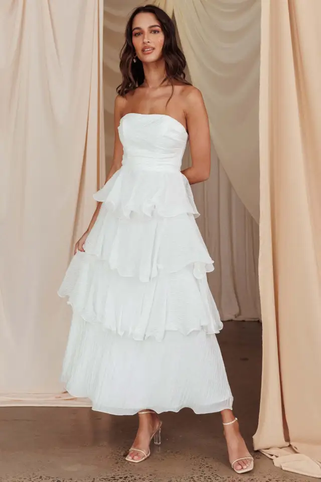 Fashion Strapless Backless Cake Dress White - Shop at LoveMi