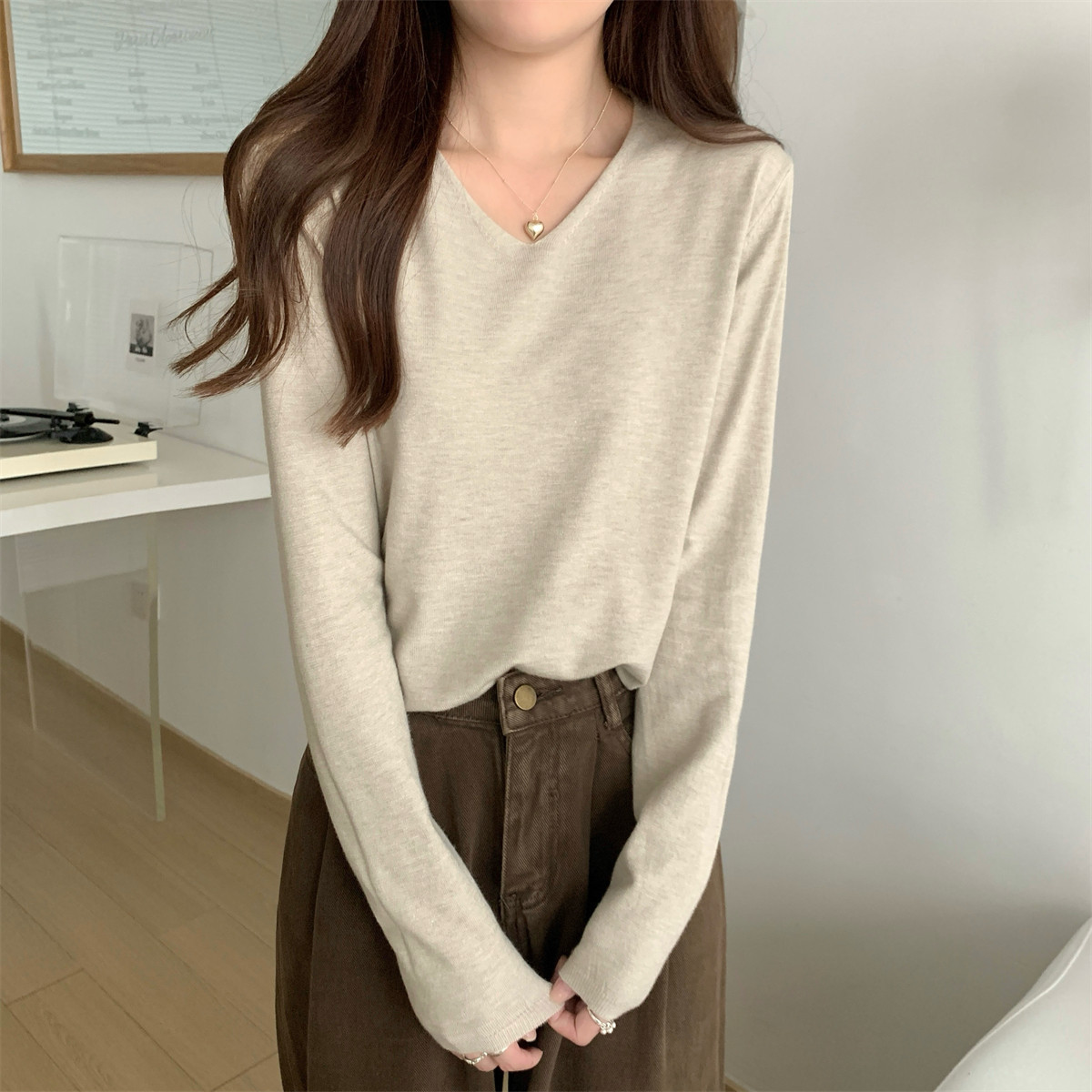 Loose Vneck Soft Cozy Sweater For Layering