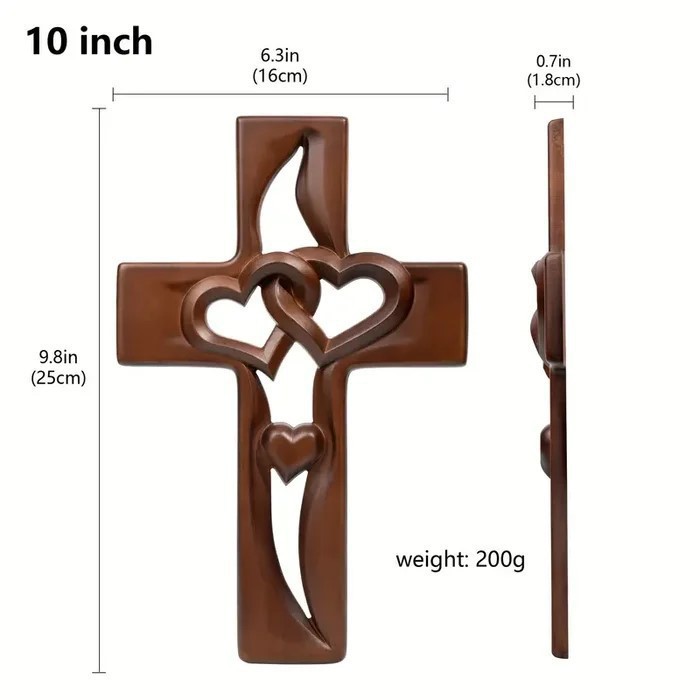 Title 1, Interwoven Heart-shaped Wooden Cross Hanging De...