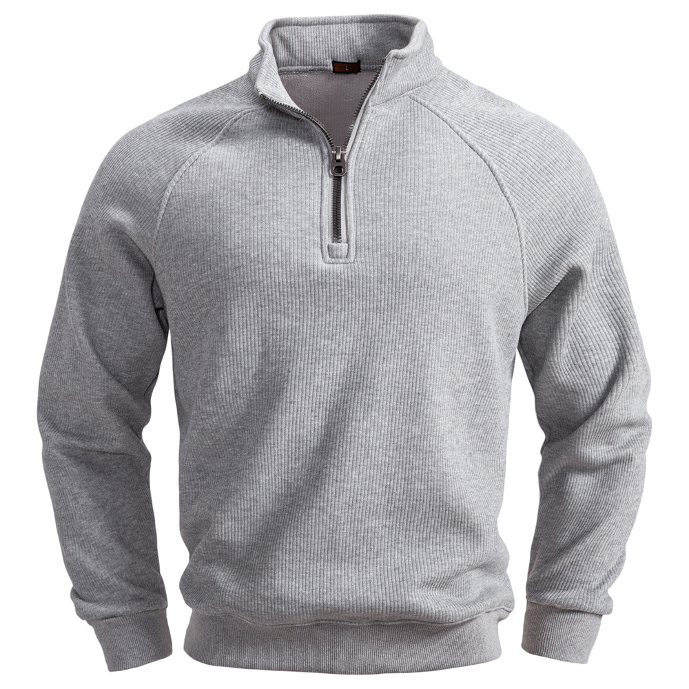 European And American Half Zipper Sweater Stand-up Collar All-match Fleece Men's Sweater Top