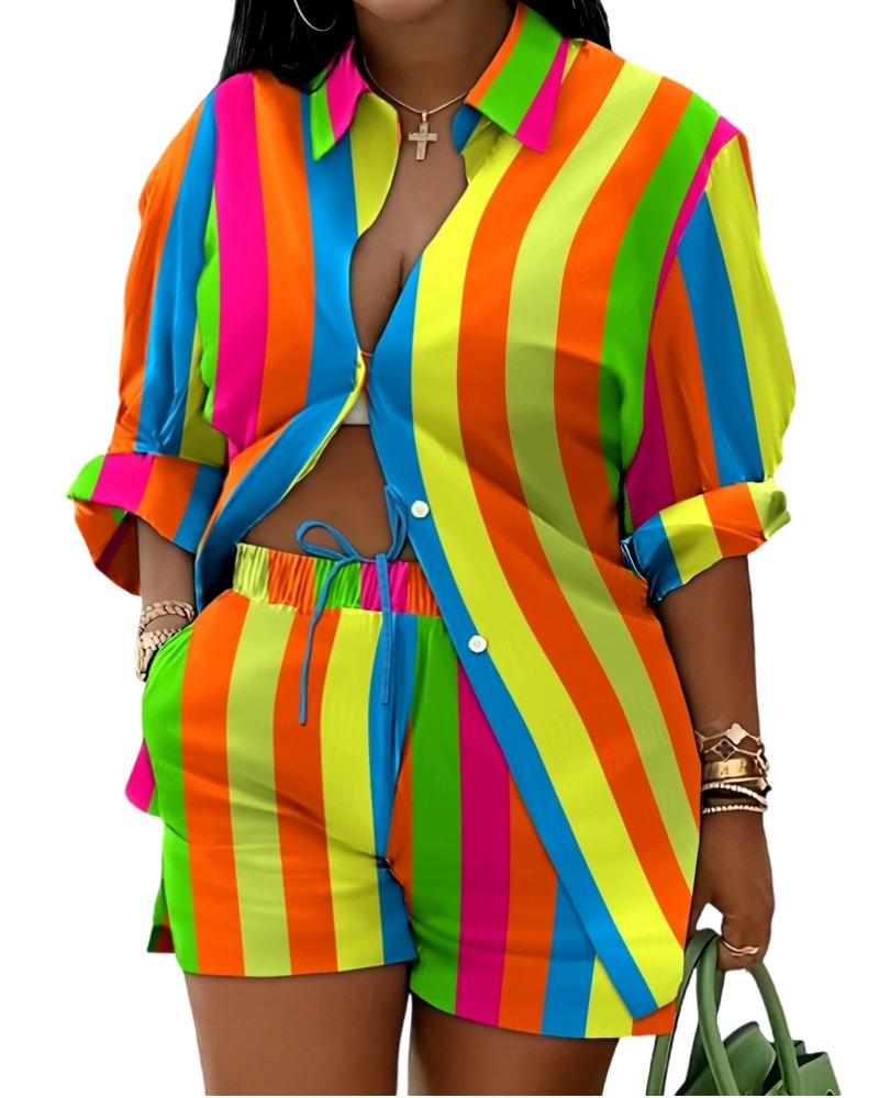 Women's Lace Up Printed Shorts Suit - Image 16