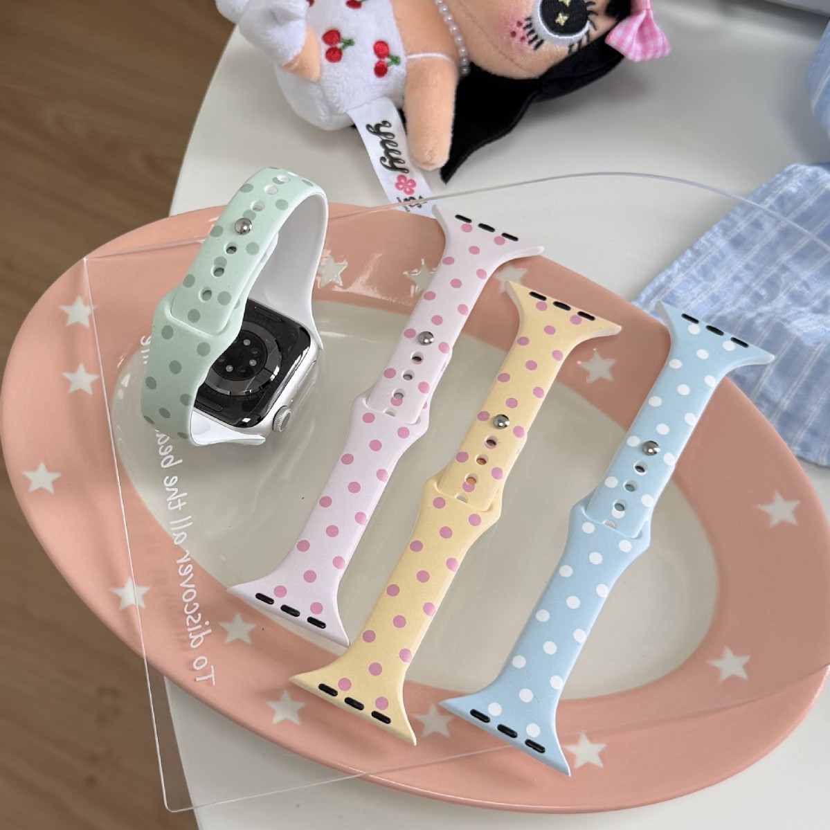 Polka-Dot Macaron Silicone Thin Watch Strap