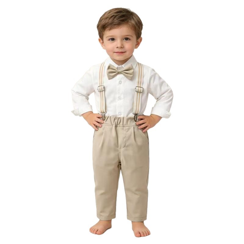 AutumnWinter British-style Boys Suspender Pants Set