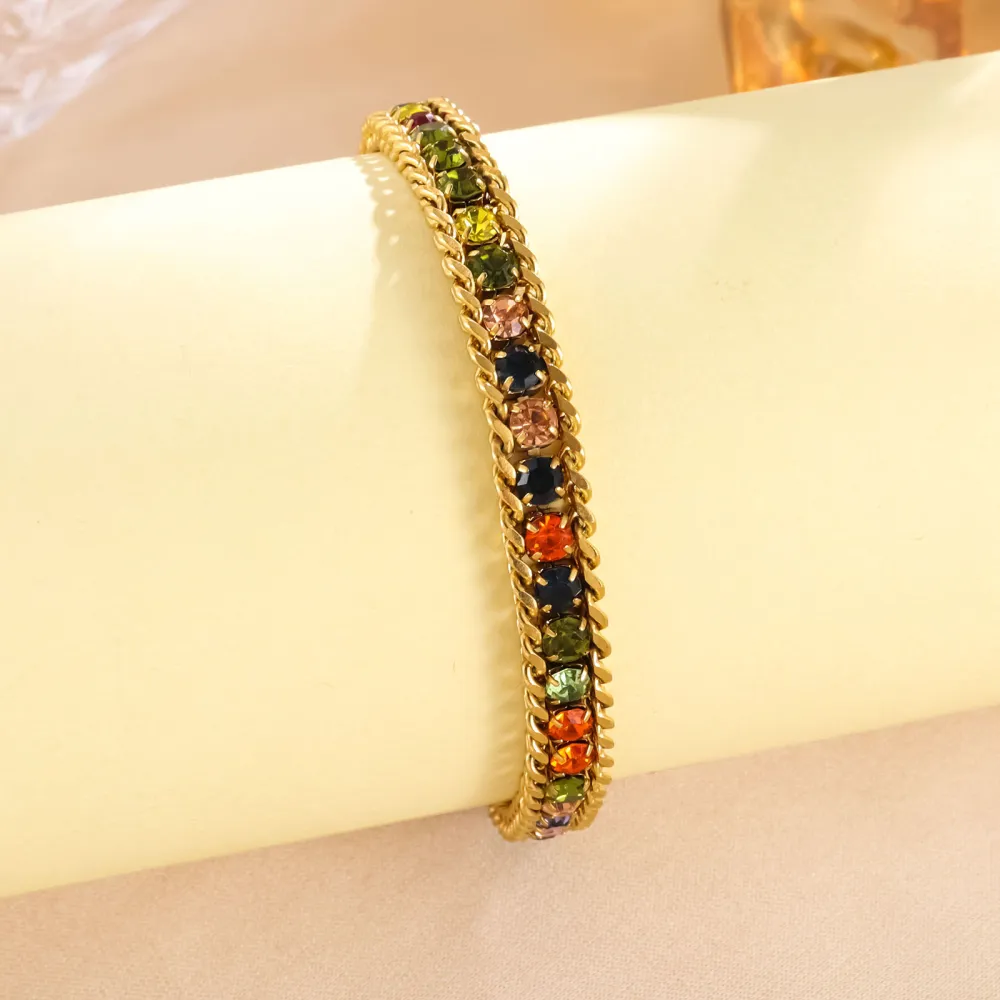 Stainless Steel Bracelet Micro Diamond Fashion Simple Three-layer