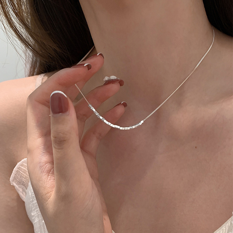 Simple Small Square Titanium Steel Necklace Female Niche