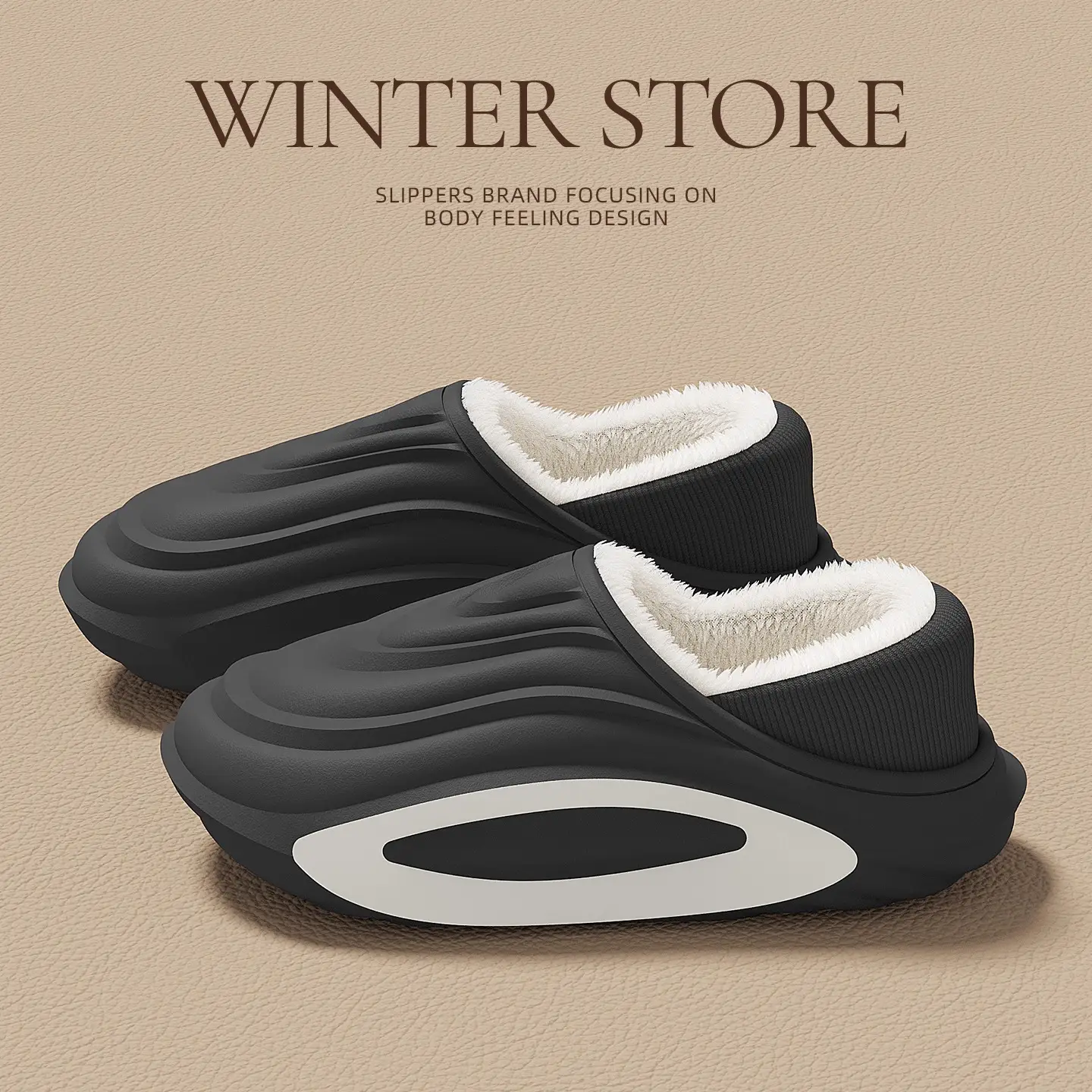 Womens Thick-soled Waterproof Non-slip Fleece-lined Insulated Cotton Shoes