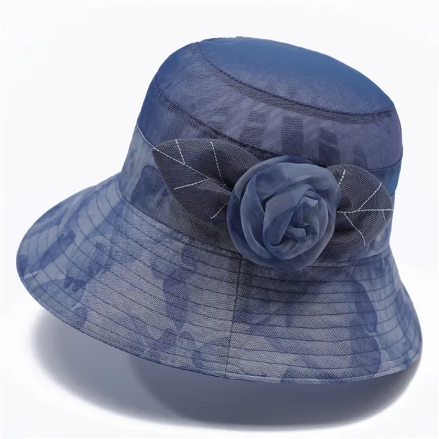 Hat Female Summer Ice Silk Sun Hat Middle aged Mother Sun Protection Blue - Shop at LoveMi