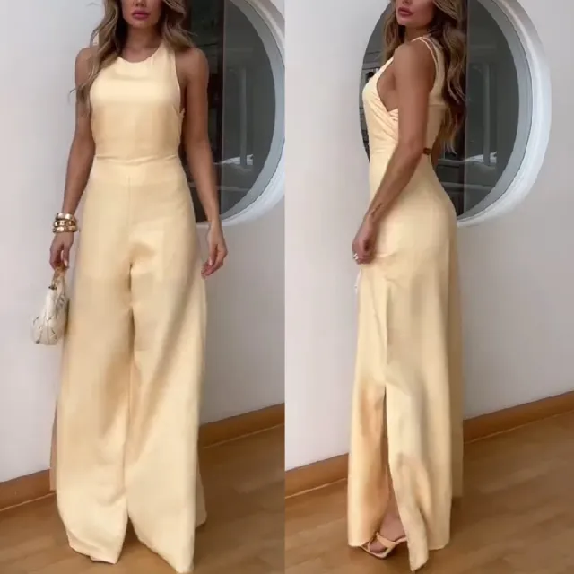 New Summer Solid Color Loose Trousers Jumpsuit For Women L Picture Color - Shop at LoveMi