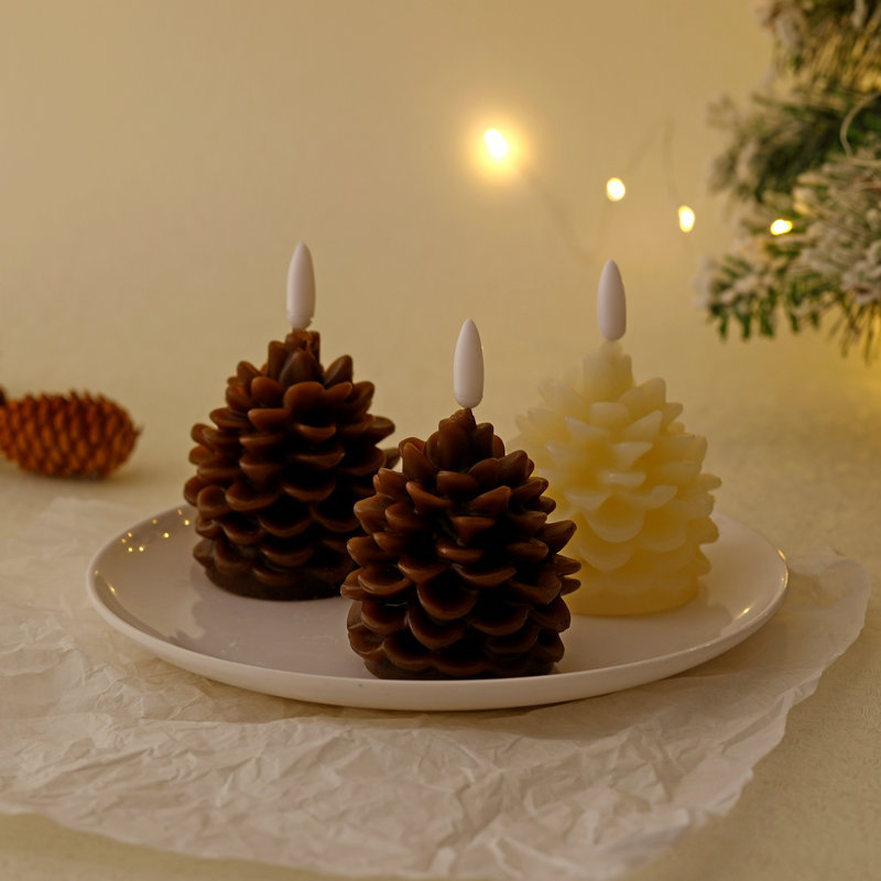 Title 5, Christmas Pine Cone Paraffin LED Bullet Candle ...