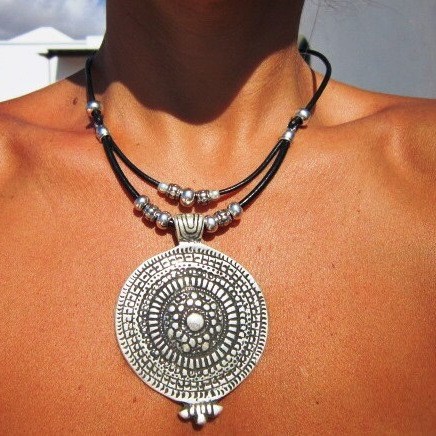 Silver-Tone Round Tag Necklace, picture 5 of 5