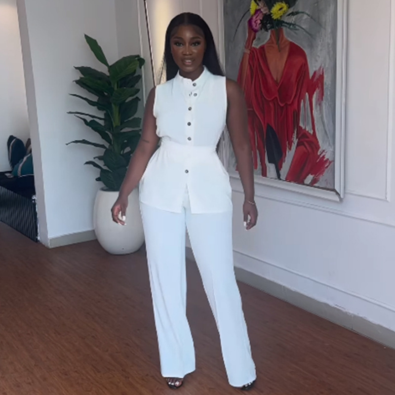 Women's Fashion Tops Wide-leg Trousers Suit