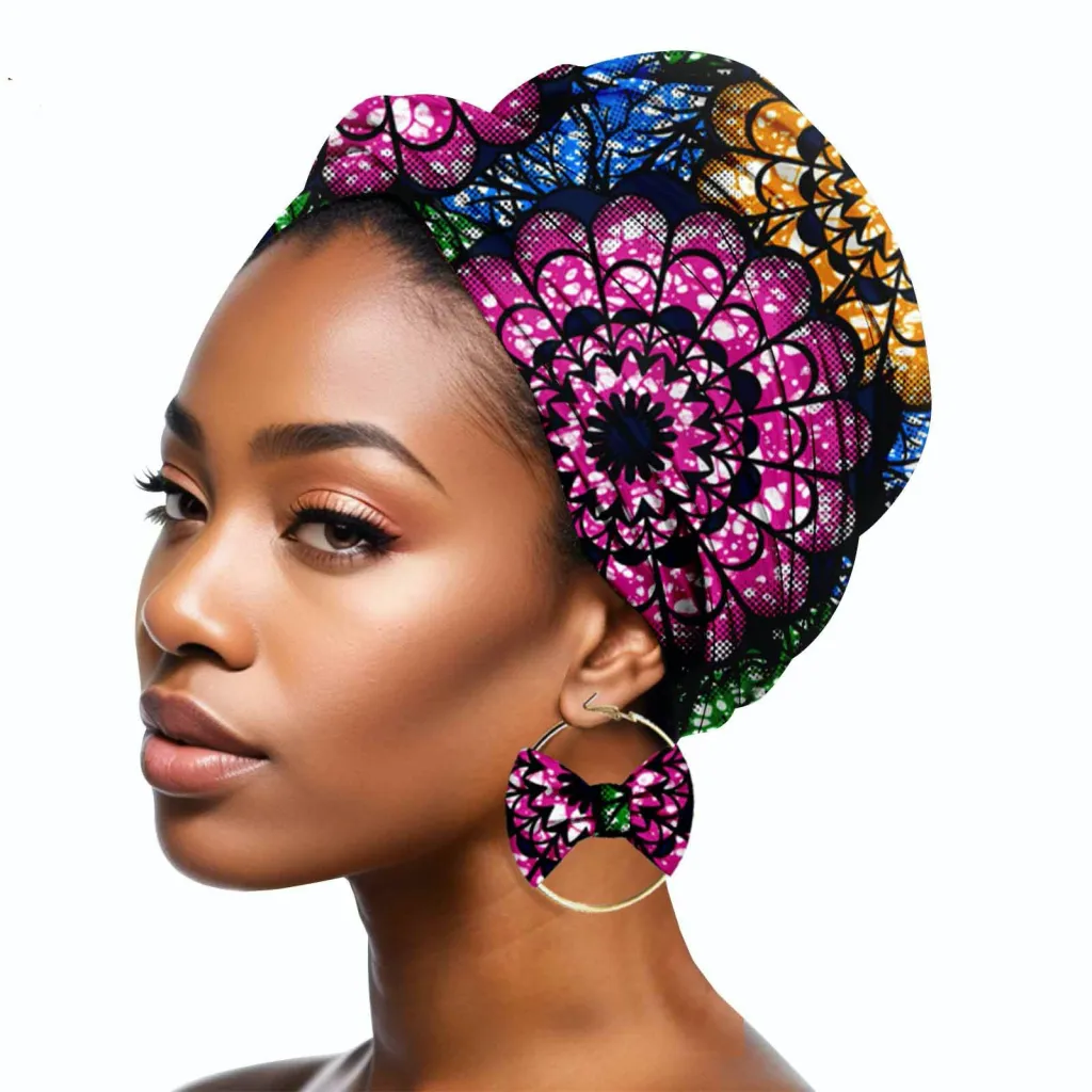 Duplex Printing Batik Headscarf Earrings - A765-Hair Band Mask