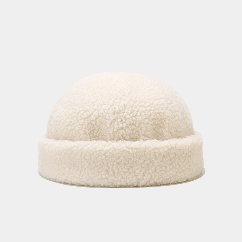 Women's Versatile Lamb Wool Simple Solid Color Warm Hat