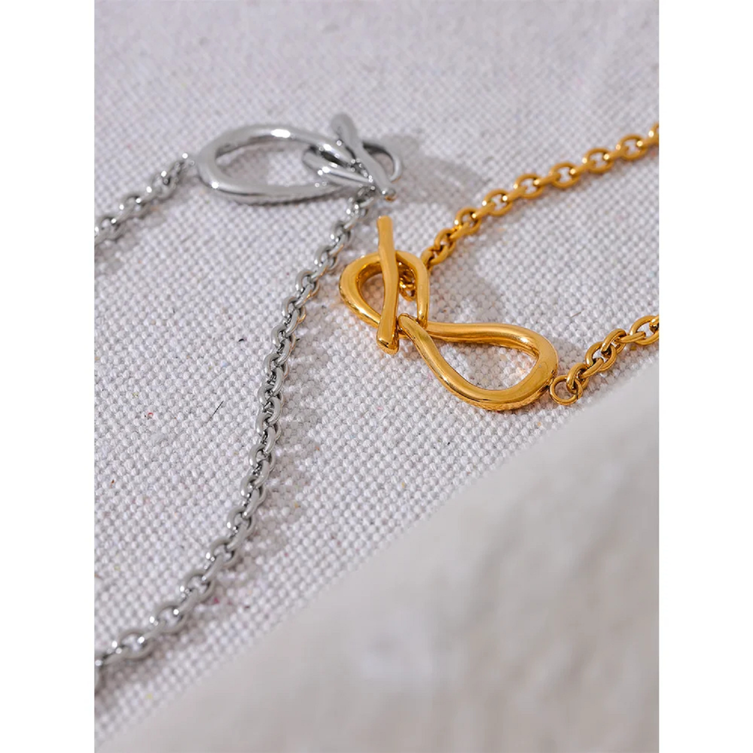Stainless Steel Lover Knot Necklace Simple Electroplating