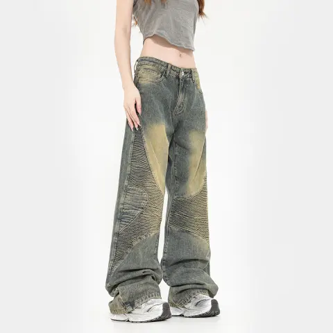 Straight Jeans Washed Yellow Mud