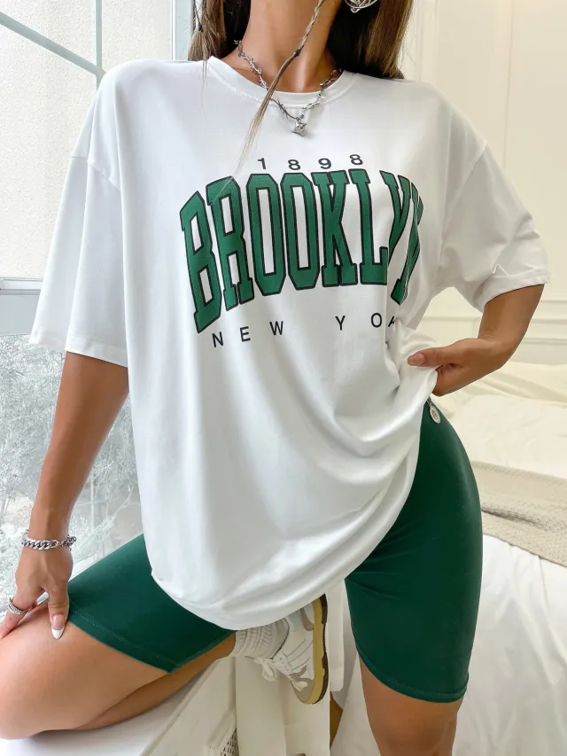 Summer Fashion Casual European And American Pattern Printing Large Size Drop Shoulder Women's T shirt White 5 - Shop at LoveMi