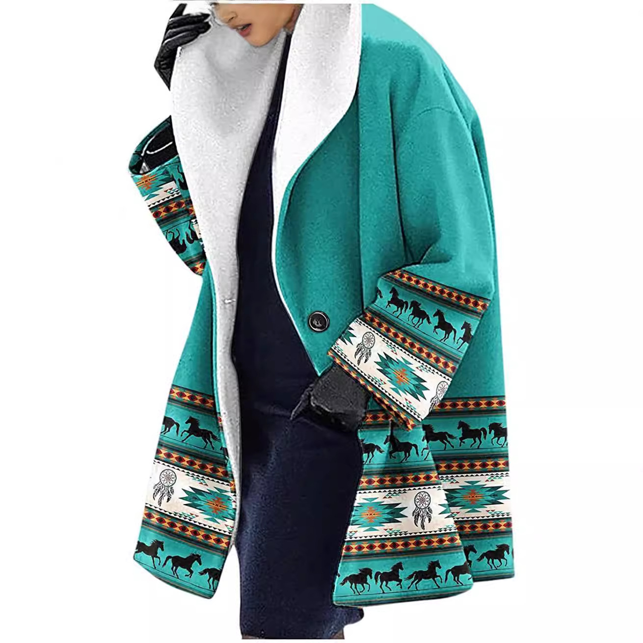Mid-length Fall And Winter Lapels Loose Casual Hooded Coat - Image 6