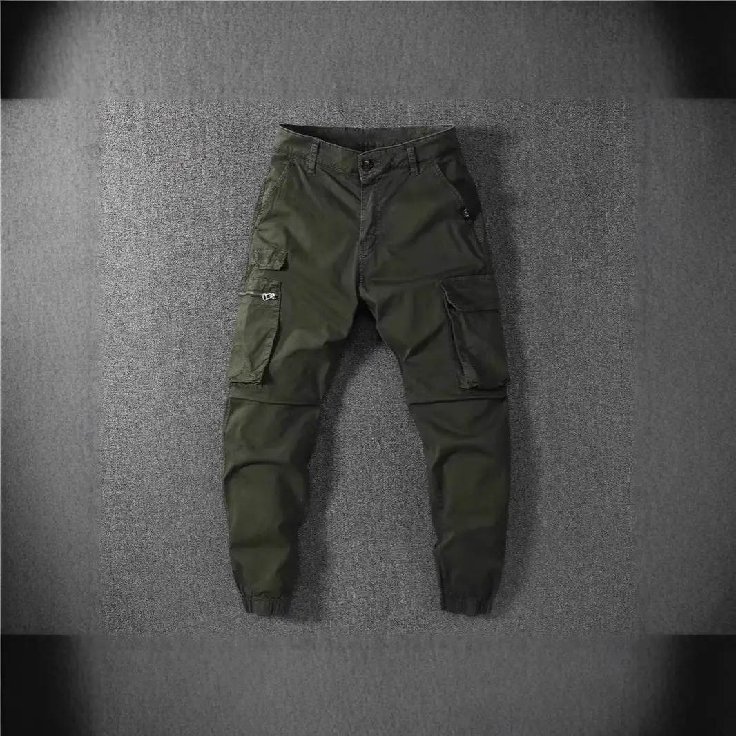 Retro-style Workwear Casual Wide-leg Jogger Pants