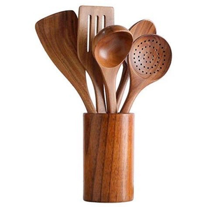 Set d'ustensiles de cuisine en bois 5 à 10 pièces 8