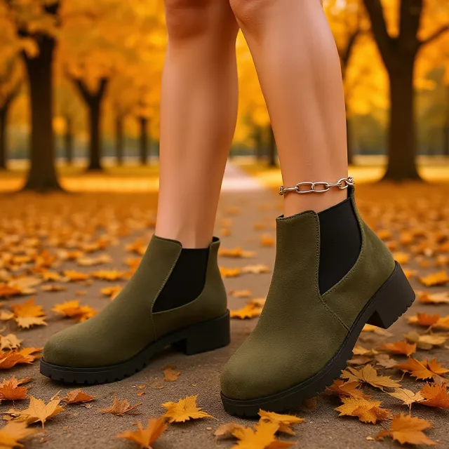 Women's Ankle Boots Suede Hight Increasing Martin Boots Green - Shop at LoveMi