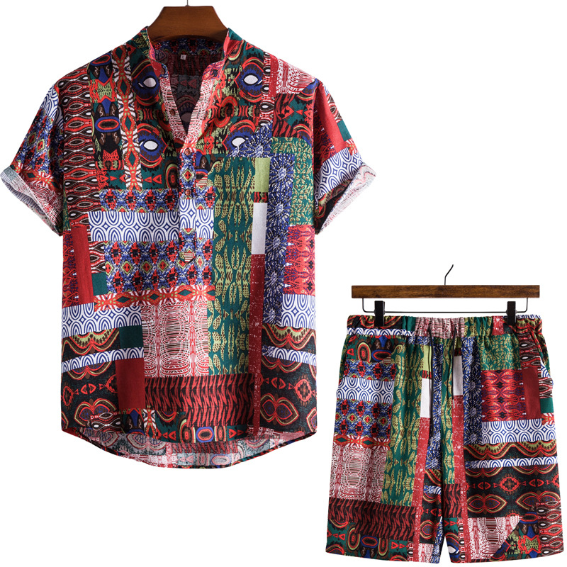 Title 5, Nieuwe heren linnen short sleeve shirt pak in C...