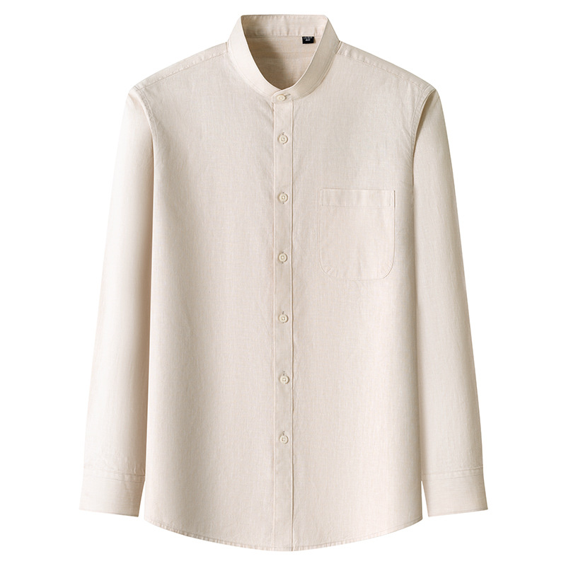 Men's Light-Duty Washed Business-Casual Solid-Color Shirt
