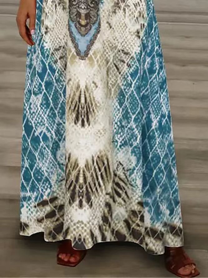 Slim Feather Positioning Printing Slip Dress