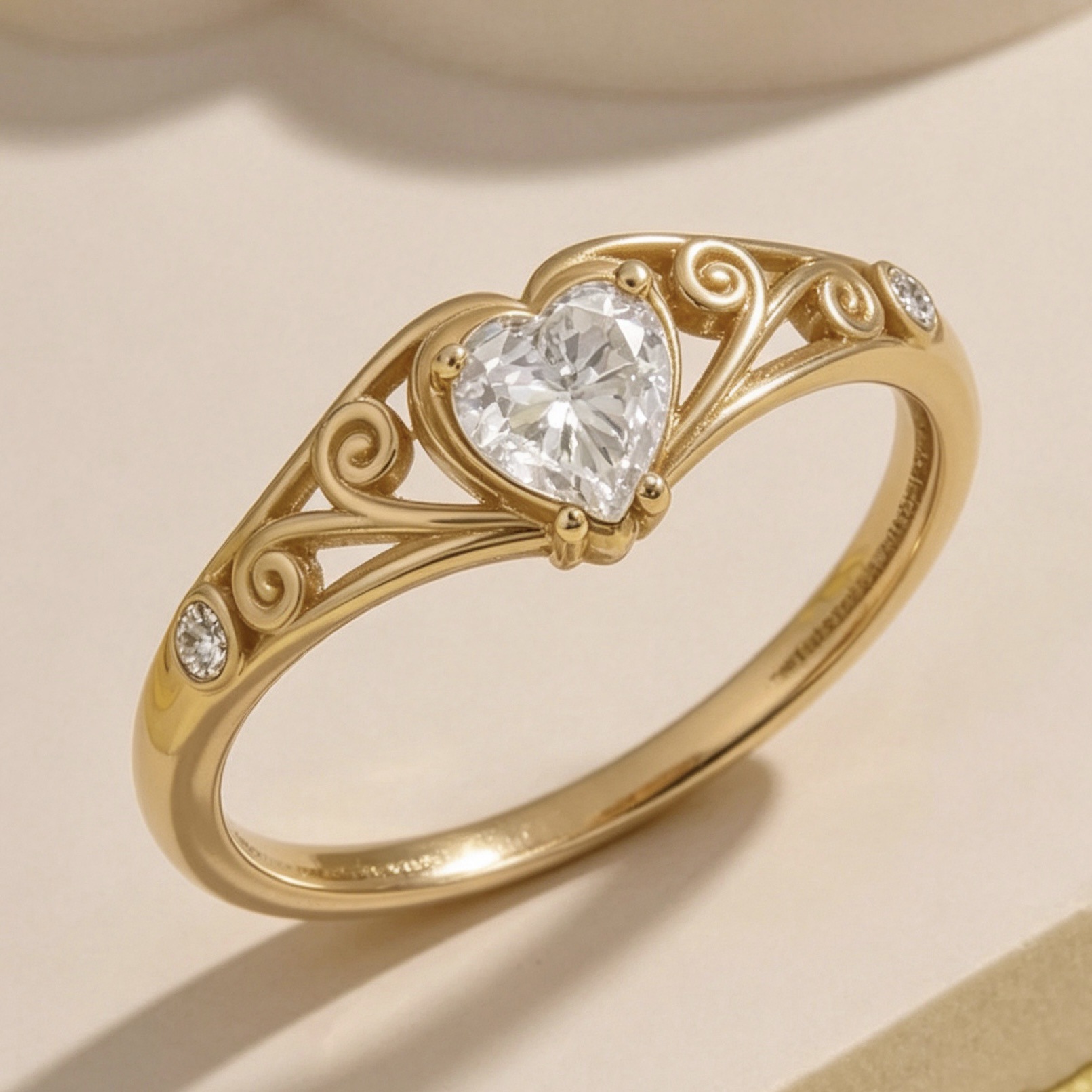 Fashionable New Simple Heart-Shaped Zircon Ring