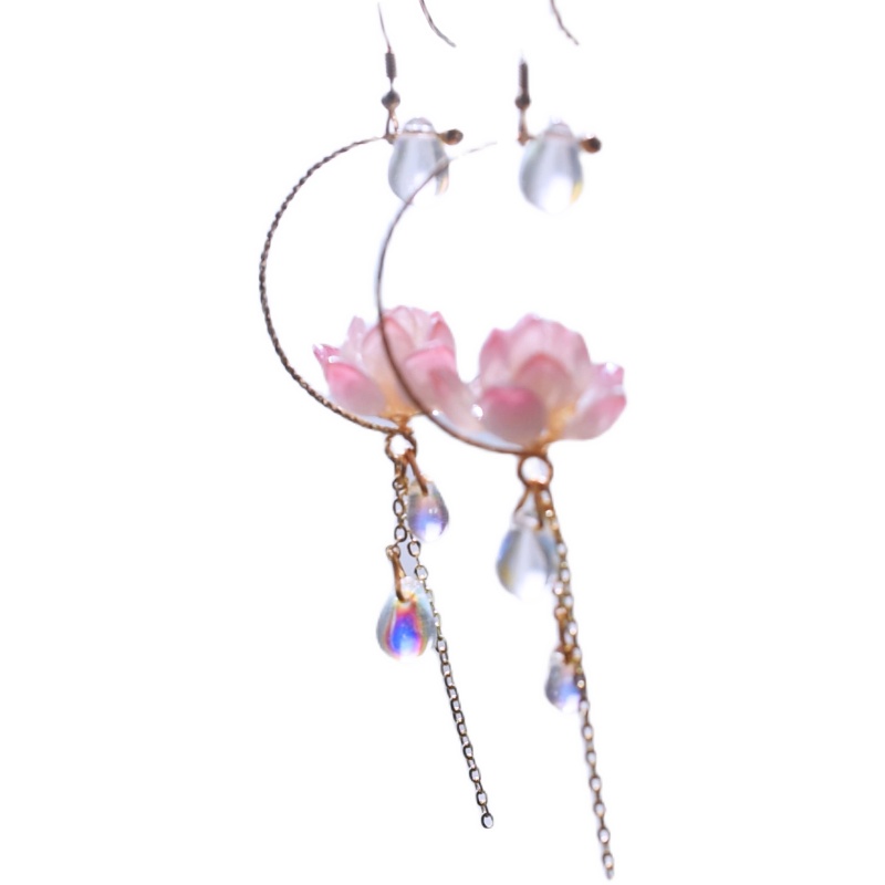 Fairy Temperament Handmade Flower Round Earrings