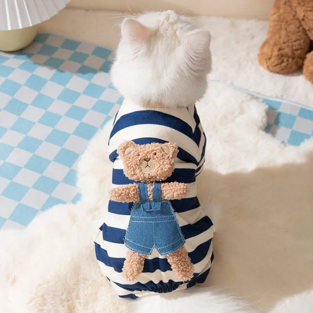 Cute Kitty Pet Clothes Anti lint Blue - Shop at LoveMi