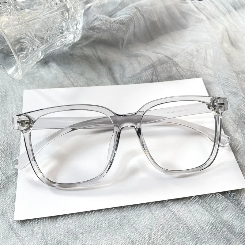 Street Snap Fashion Decorative Plain Black Frame Glasses Female - Transparent