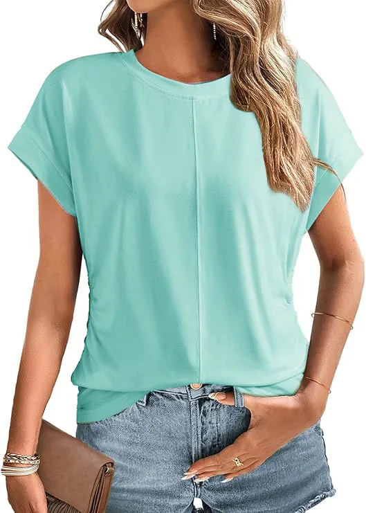 Women's Fashionable Side Raglan Short sleeved Top Green - Shop at LoveMi