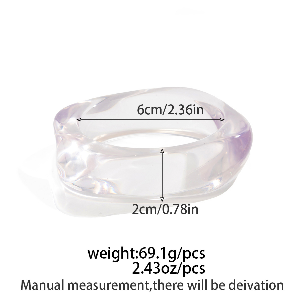 Fashionable Minimalist Acrylic Transparent Wide Bracelet For Women