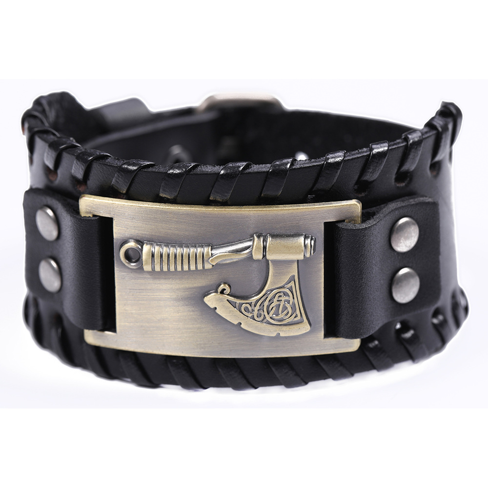 Genuine Leather Metal Hangtag Bracelet