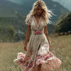 Creative Totem Women's Printed Wear Summer Dress - Sjwvldxk1-Xxxl - View 1