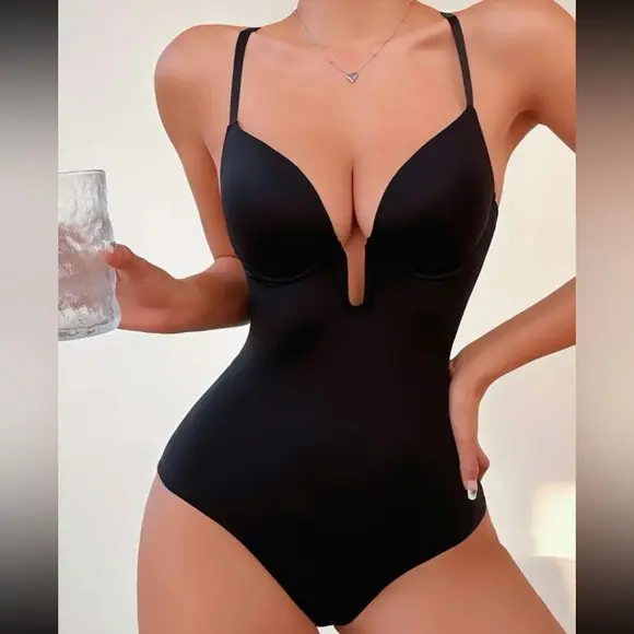 Womens Cinched Waist Bodysuit, Hip-Lifting Shapewear Thong