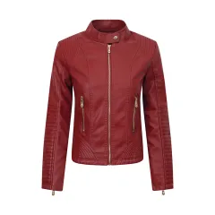 Fashion Best-seller Leather Jacket Coat Women - Wine Red - View 1