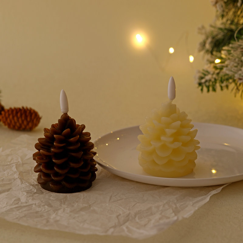 Title 2, Christmas Pine Cone Paraffin LED Bullet Candle ...