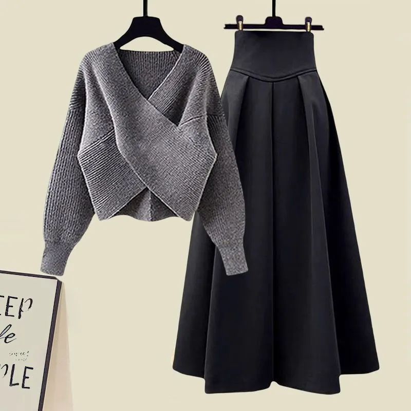 Autumn And Winter Western Style Fried Street Suit Women - Gray