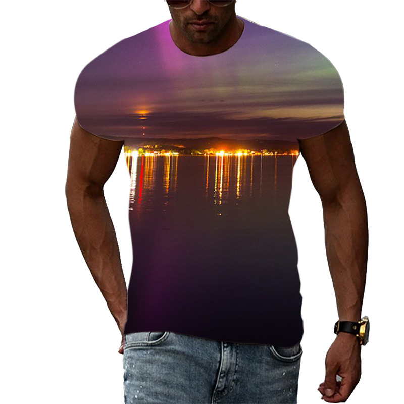 Title 17, T-shirt 3D à motif Aurora pour hommes, imprimé ...