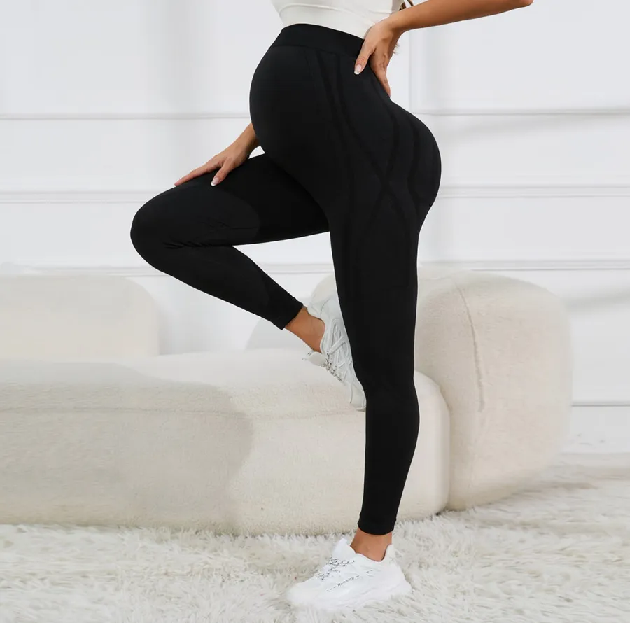 Maternity Pants Spring And Autumn Outer Wear High Waist Casual Women Leggings - Black