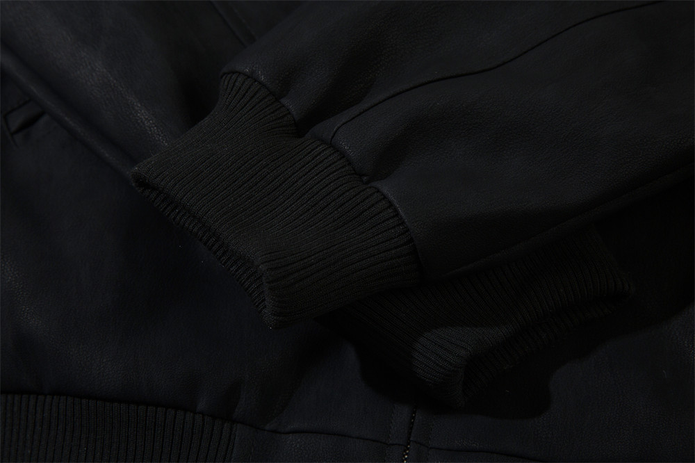 PU Leather Polo Collar Jacket Men