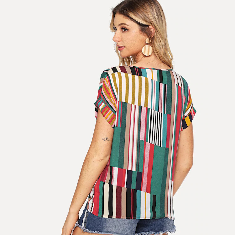 Title 7, Striped printed short-sleeved T-shirt