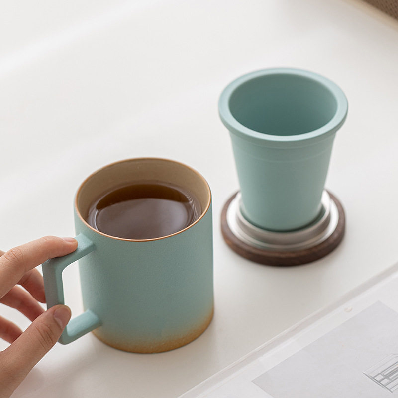 Beautiful Covered Filter Water Cup Ceramic Office