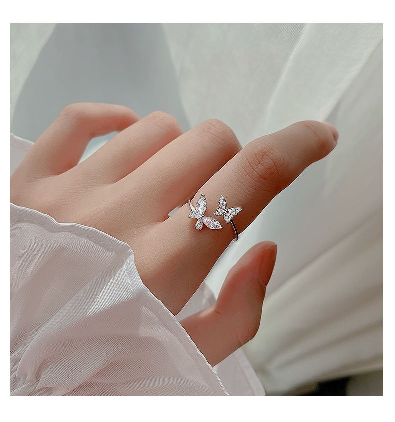 Title 7, S925 Sterling Silver Butterfly Ring Female