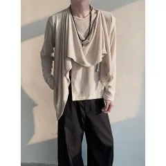 Retro Knitted Sweater Design Autumn And Winter Long Sleeve Stitching Shirt - Greige - View 1