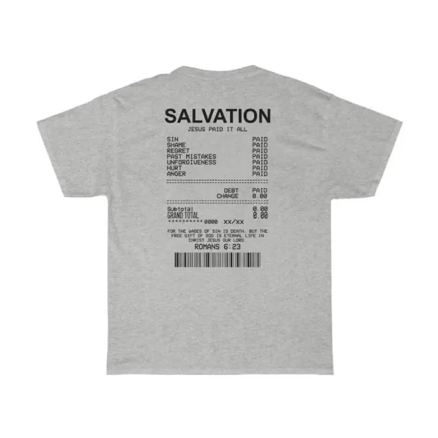 Women Salvation Back Print Bible Verse T Shirts Oversized Gray - Shop at LoveMi