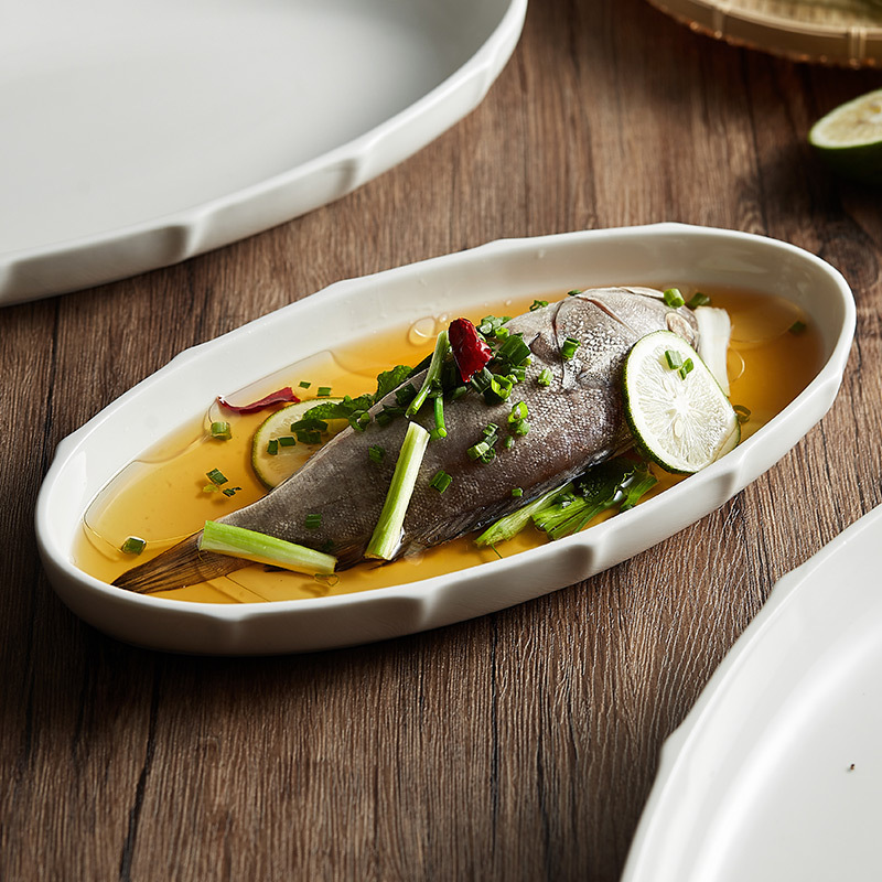 Household Steamed Fish Plate Good-looking Large Exquisite Japanese Style Dinner Plate High-grade
