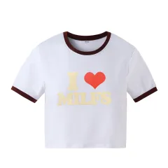 Spring And Summer New Letter Printing Short Short Sleeve T-shirt - Brick Red - View 1