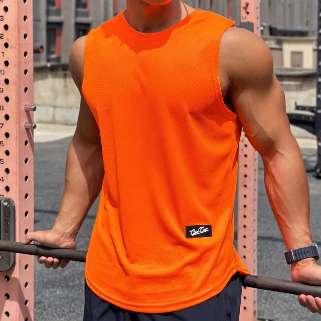 Pullover Round Neck Bottoming Shirt Sports Fitness Top Vest Orange - Shop at LoveMi